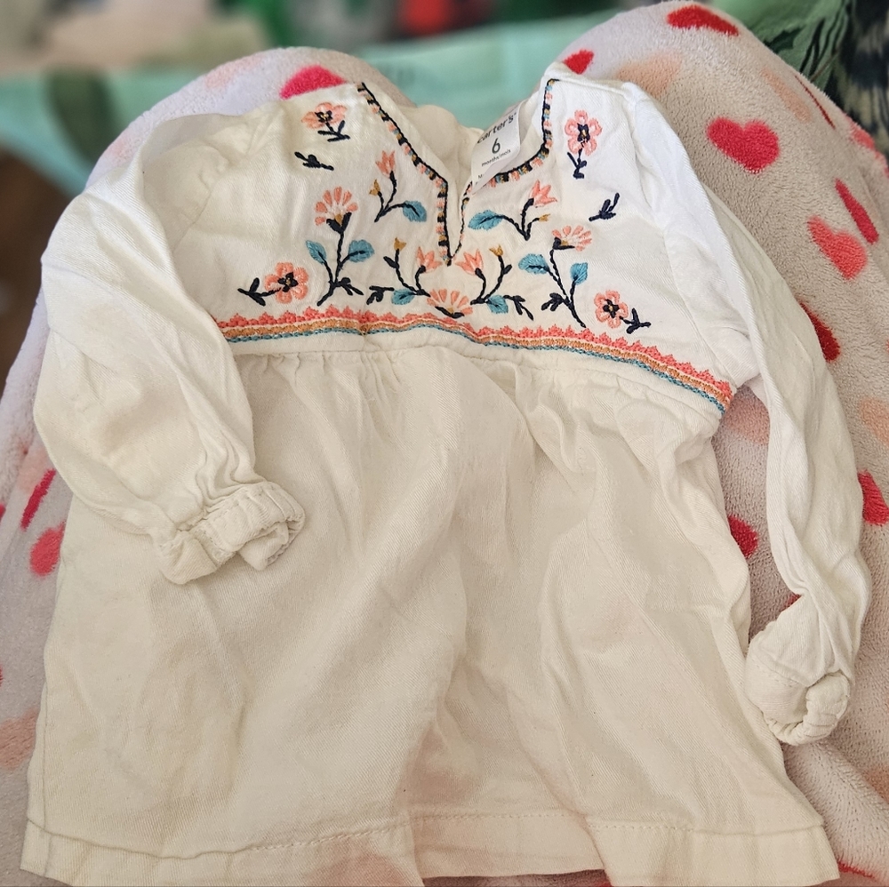 Carters 6 month white patterned blouse
